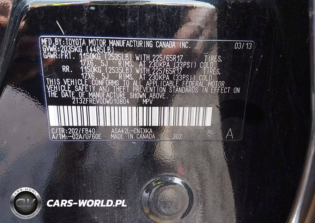 2013 Toyota Rav4 Le VIN:2T3ZFREV0DW010804 - 9