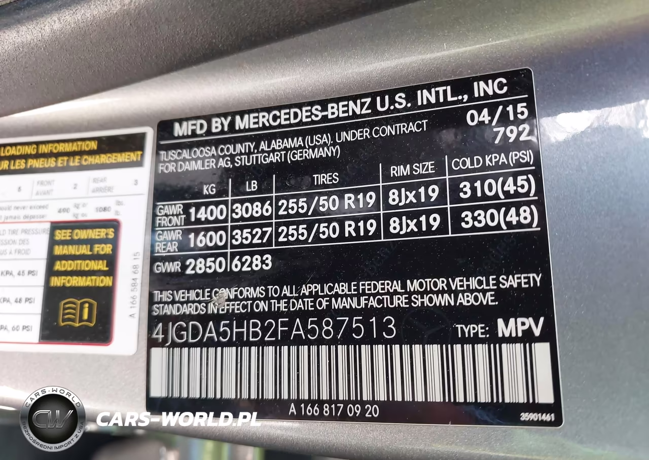2015 Mercedes-Benz Ml 350 4Matic VIN:4JGDA5HB2FA587513 - 9