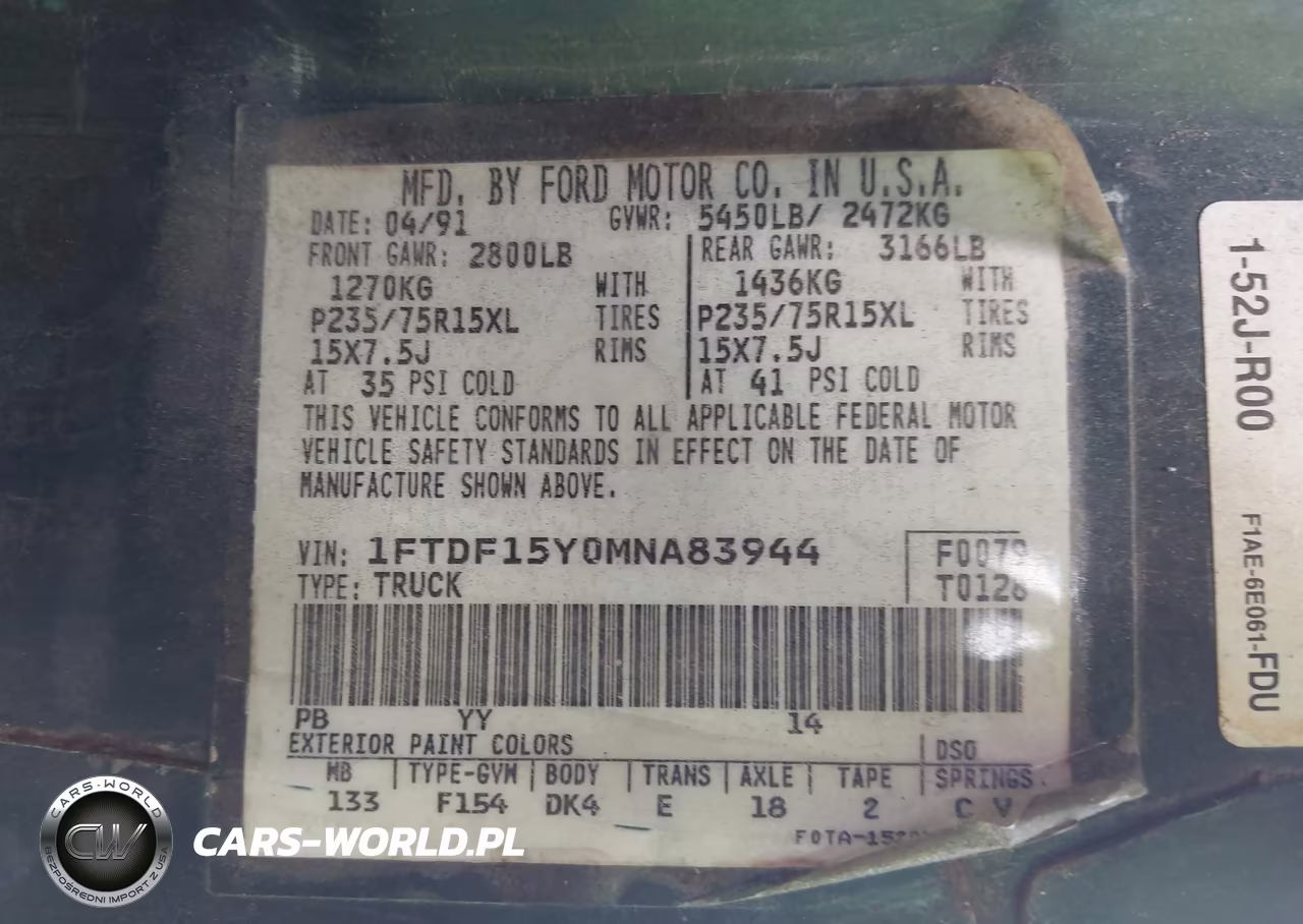 1991 Ford F150 VIN:1FTDF15Y0MNA83944 - 9