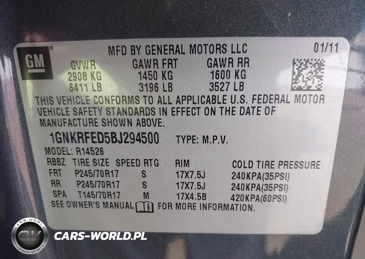 2011 Chevrolet Traverse Ls VIN:1GNKRFED5BJ294500 - 9