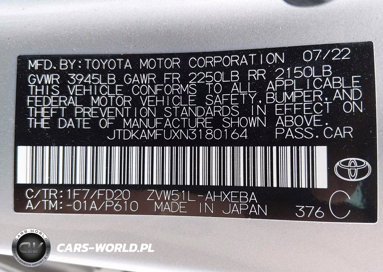 2022 Toyota Prius Le VIN:JTDKAMFUXN3180164 - 9