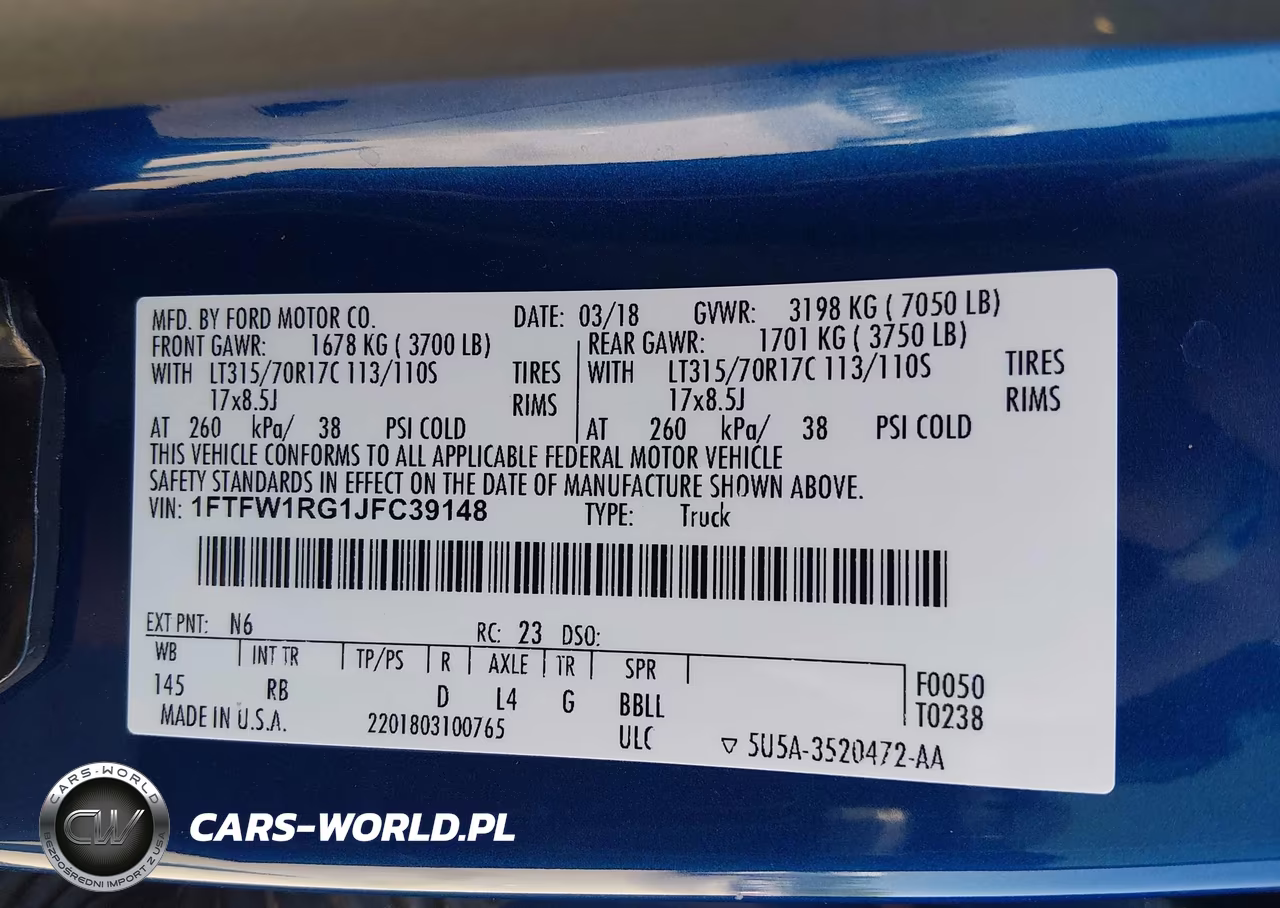 2018 Ford F-150 Raptor VIN:1FTFW1RG1JFC39148 - 9