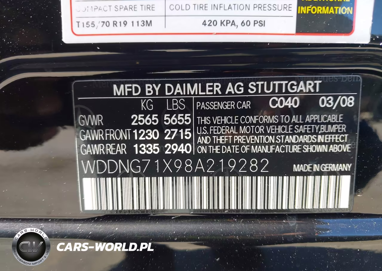 2008 Mercedes-Benz S 550 VIN:WDDNG71X98A219282 - 9