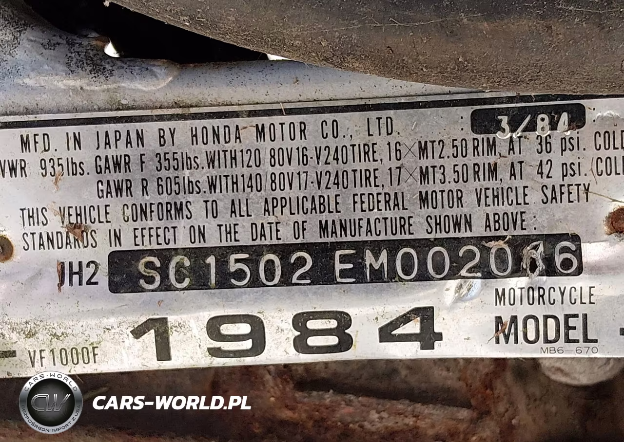 1984 Honda Vf1000 F VIN:JH2SC1502EM002046 - 10