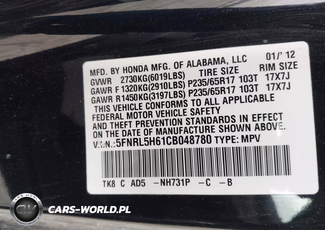 2012 Honda Odyssey Ex-L VIN:5FNRL5H61CB048780 - 9