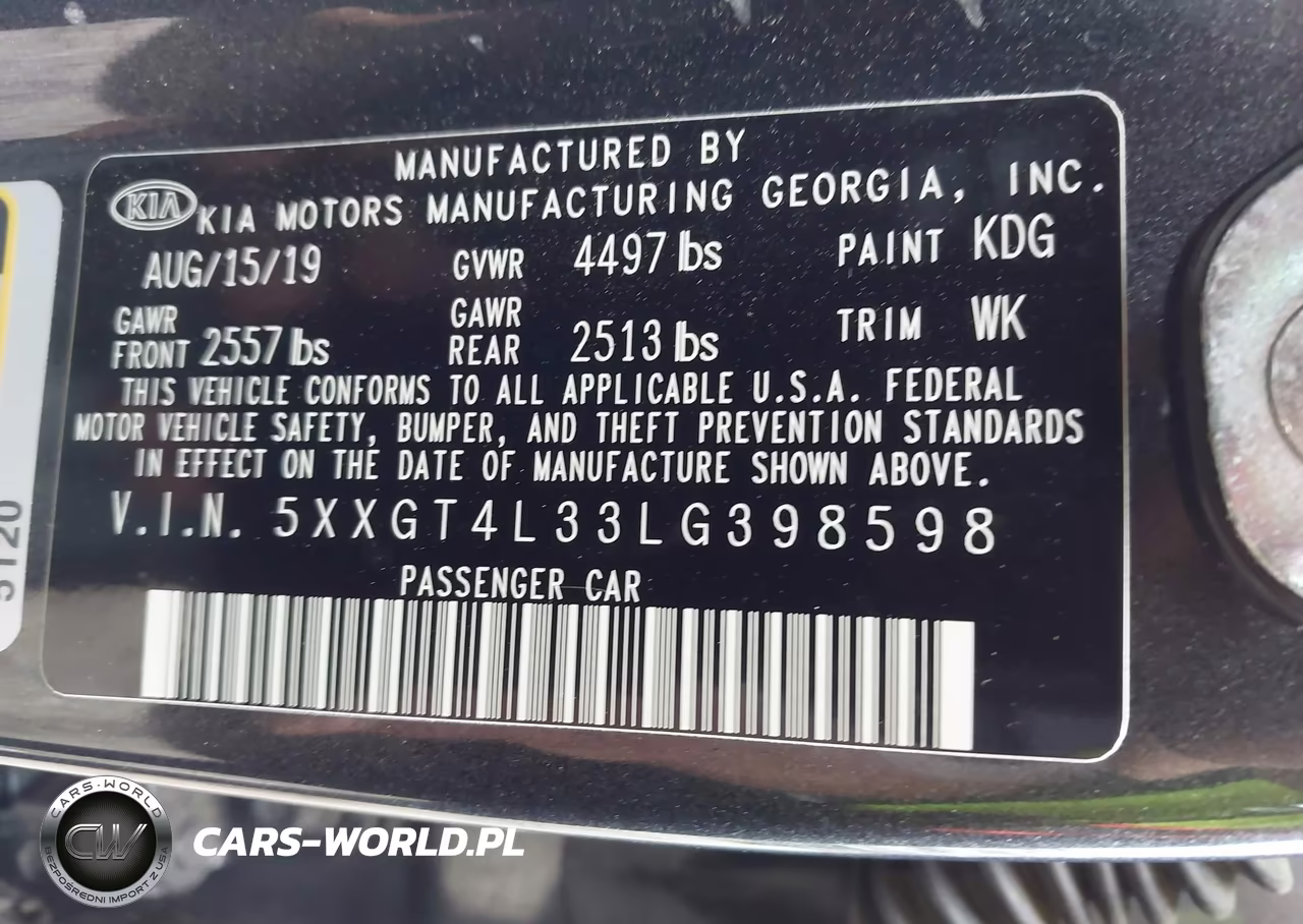 2020 Kia Optima Lx VIN:5XXGT4L33LG398598 - 9