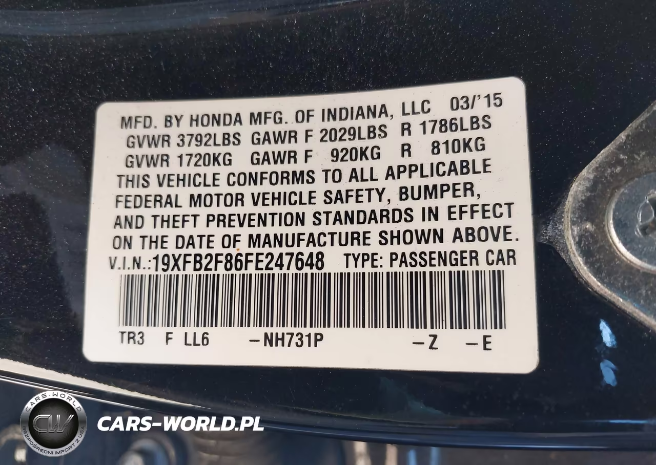 2015 Honda Civic Ex VIN:19XFB2F86FE247648 - 9