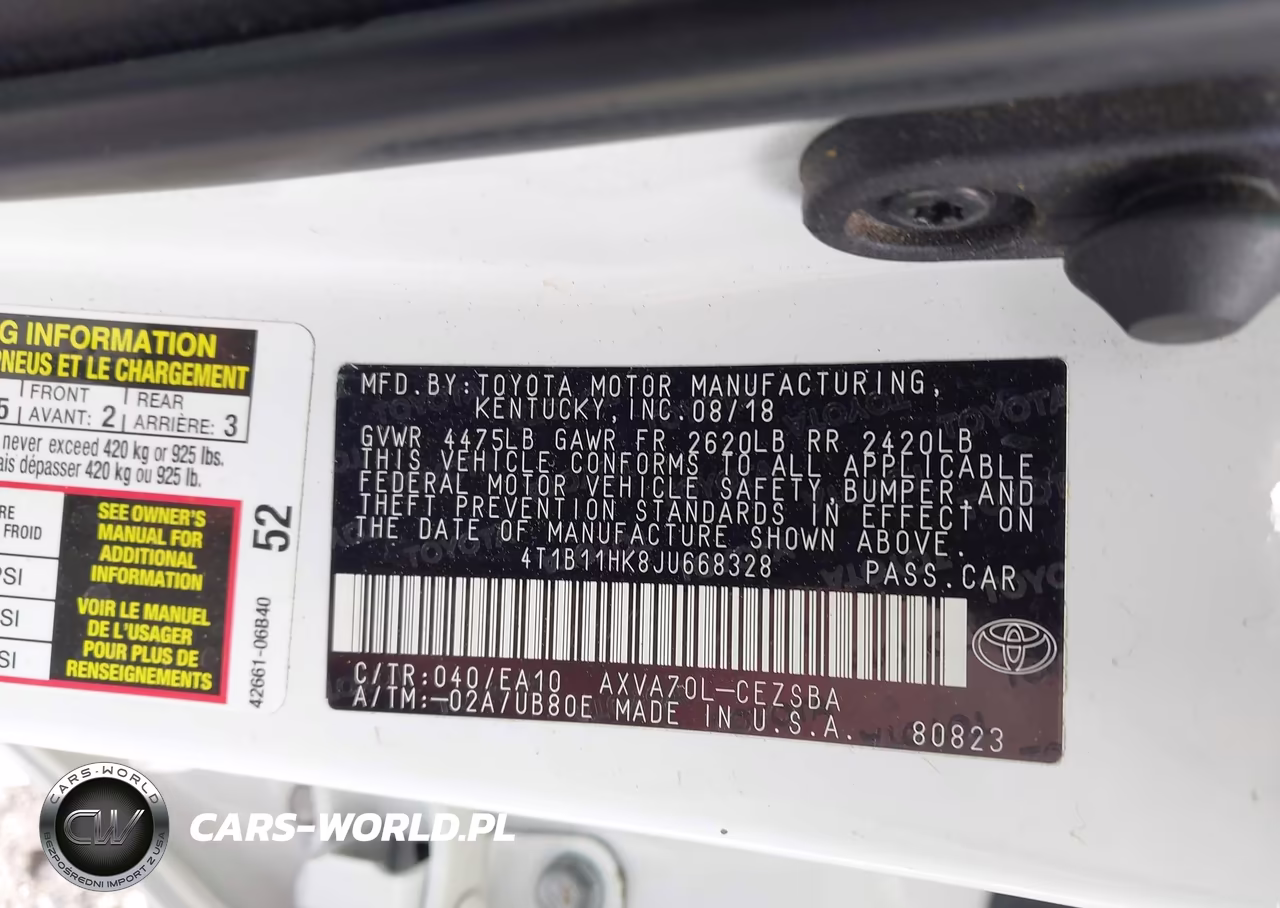 2018 Toyota Camry Se VIN:4T1B11HK8JU668328 - 9