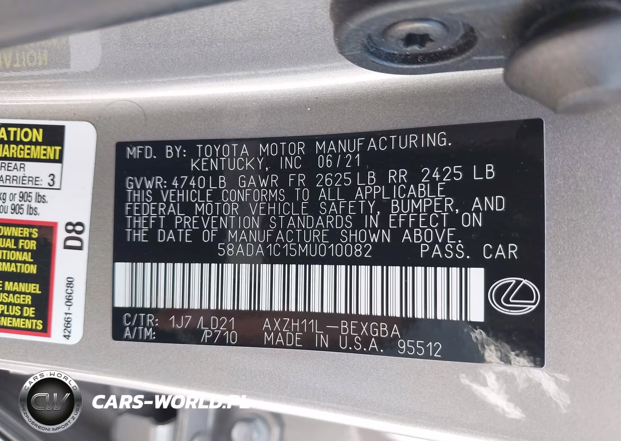 2021 Lexus Es 300H VIN:58ADA1C15MU010082 - 9