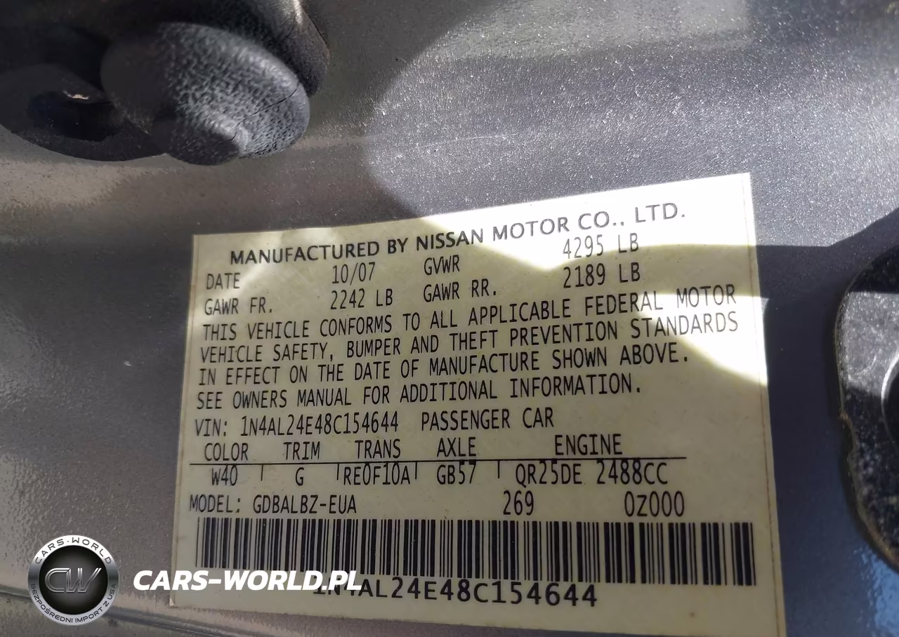 2008 Nissan Altima 2.5 S VIN:1N4AL24E48C154644 - 9