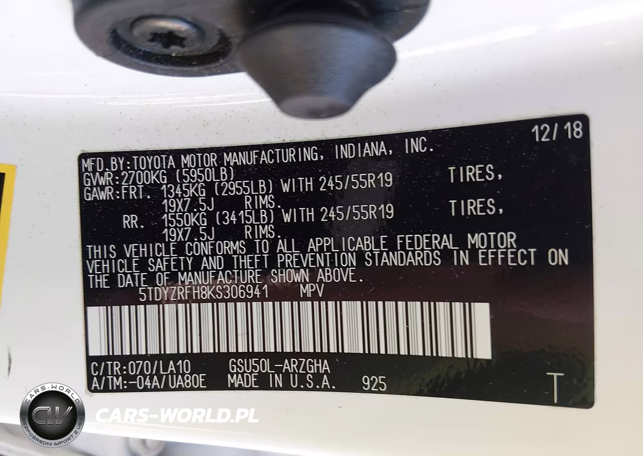 2019 Toyota Highlander Limited VIN:5TDYZRFH8KS306941 - 9