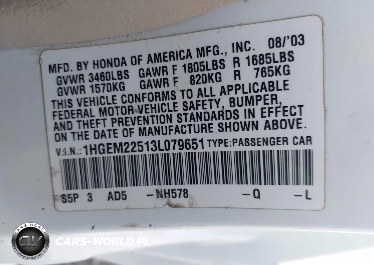 2003 Honda Civic Lx VIN:1HGEM22513L079651 - 9