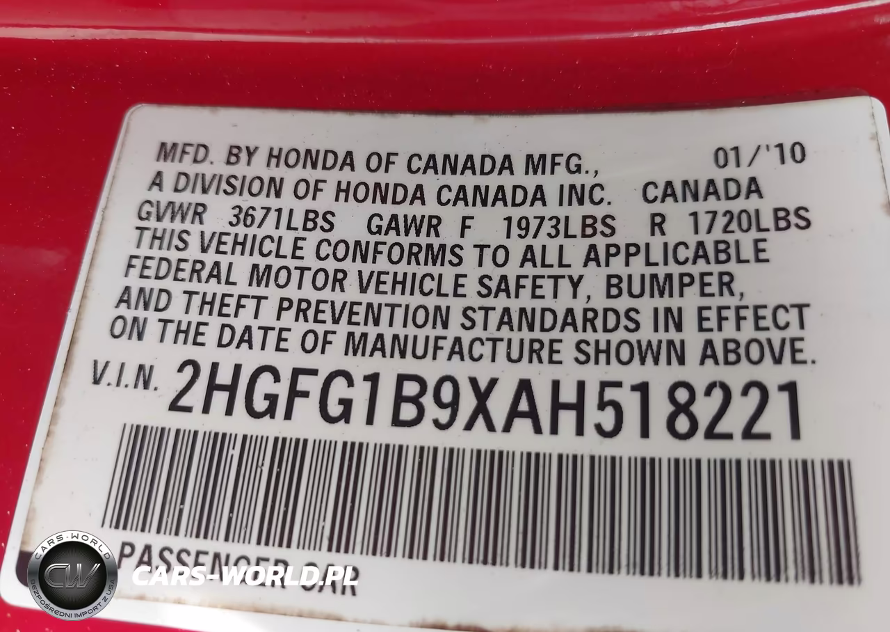 2010 Honda Civic Ex-L VIN:2HGFG1B9XAH518221 - 9