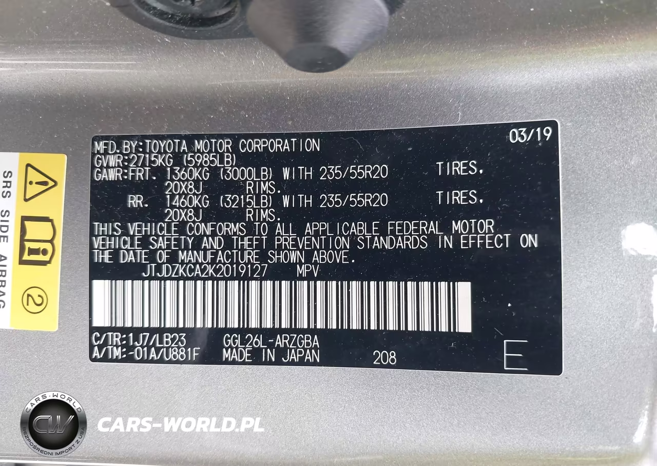 2019 Lexus Rx 350L Premium VIN:JTJDZKCA2K2019127 - 9
