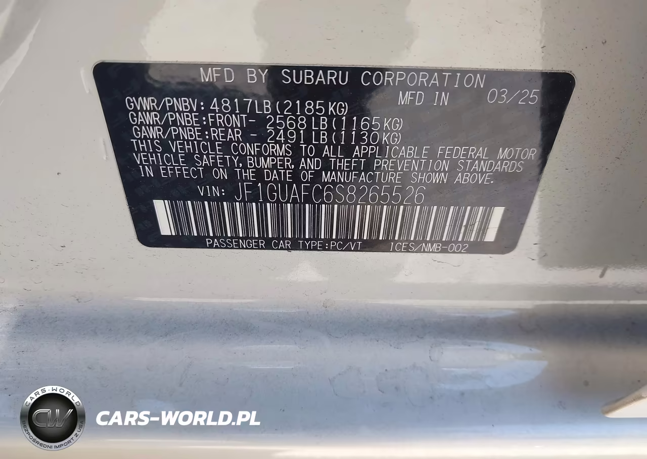 2025 Subaru Impreza Sport 5-Door VIN:JF1GUAFC6S8265526 - 9
