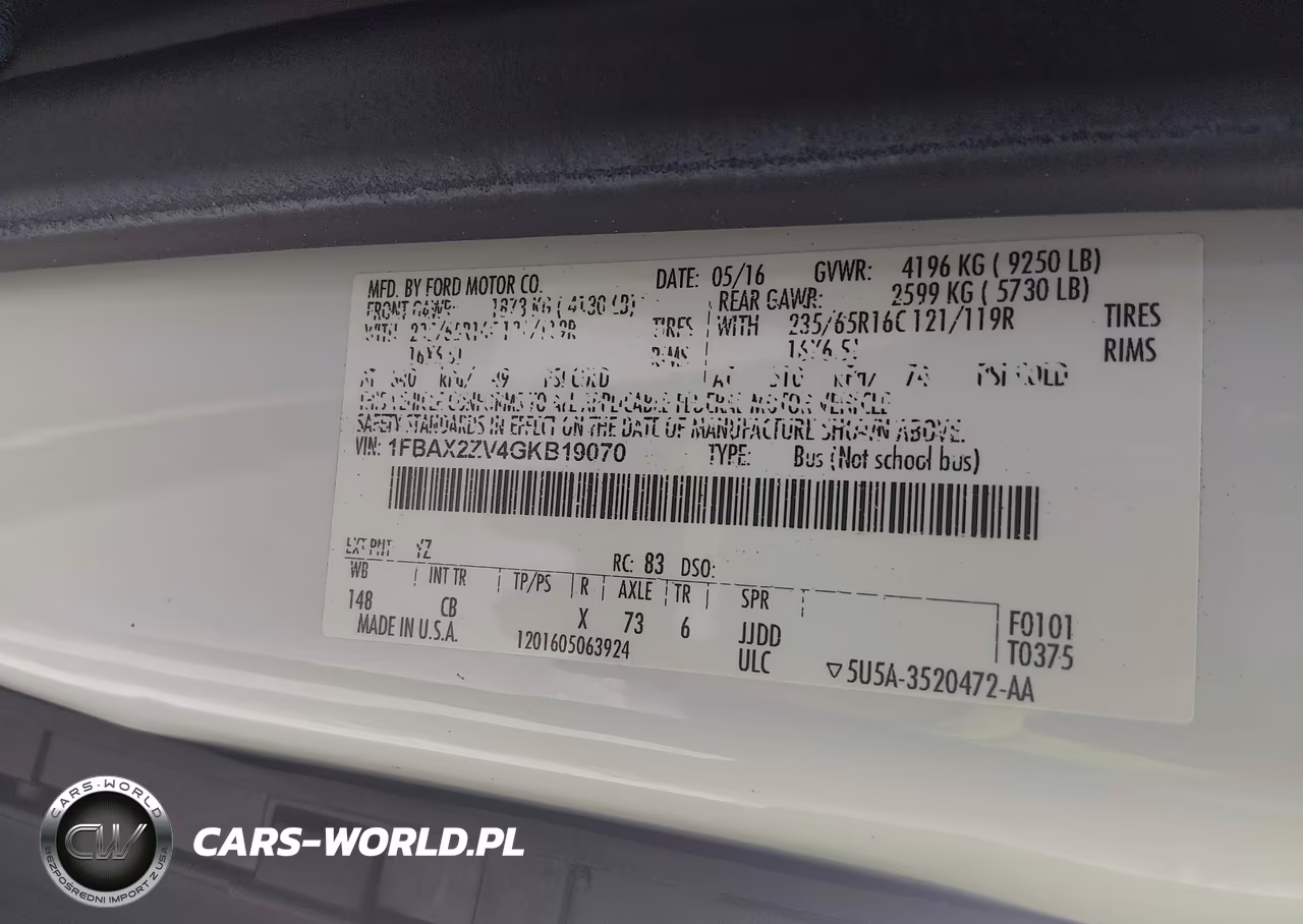 2016 Ford Transit-350 Xl VIN:1FBAX2ZV4GKB19070 - 9