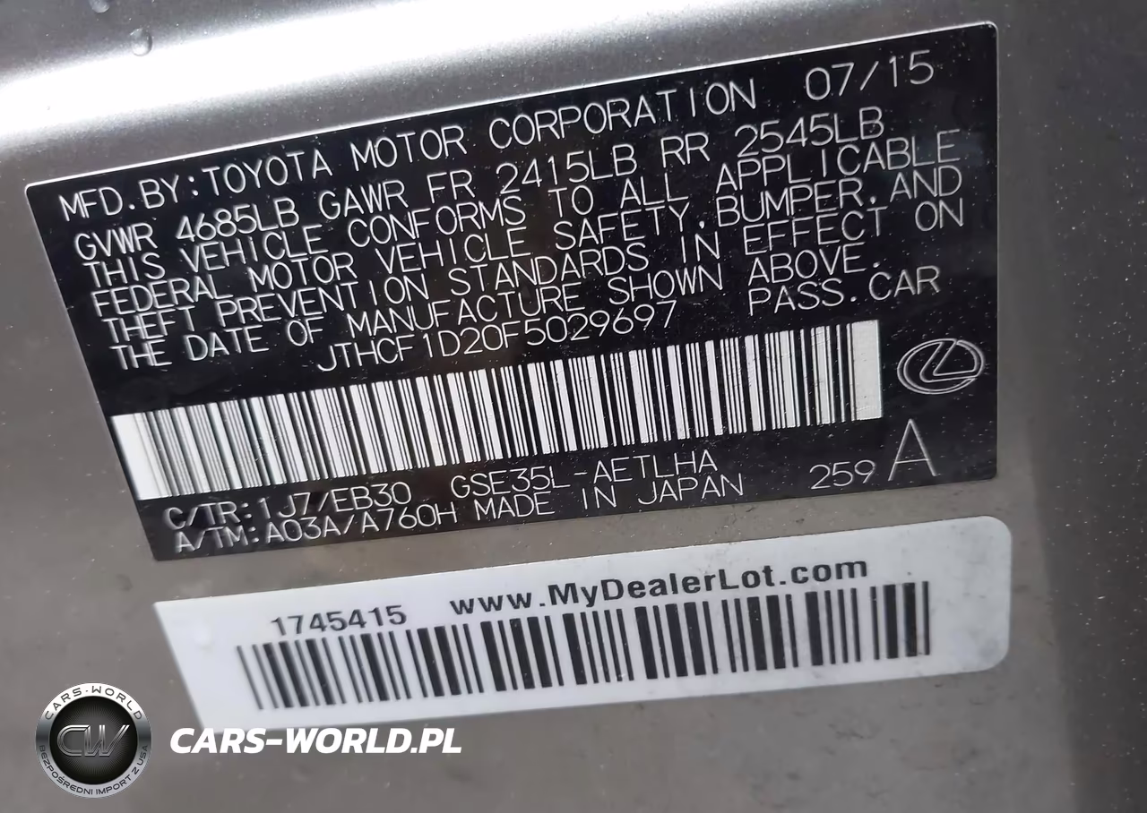 2015 Lexus Is 250 VIN:JTHCF1D20F5029697 - 9