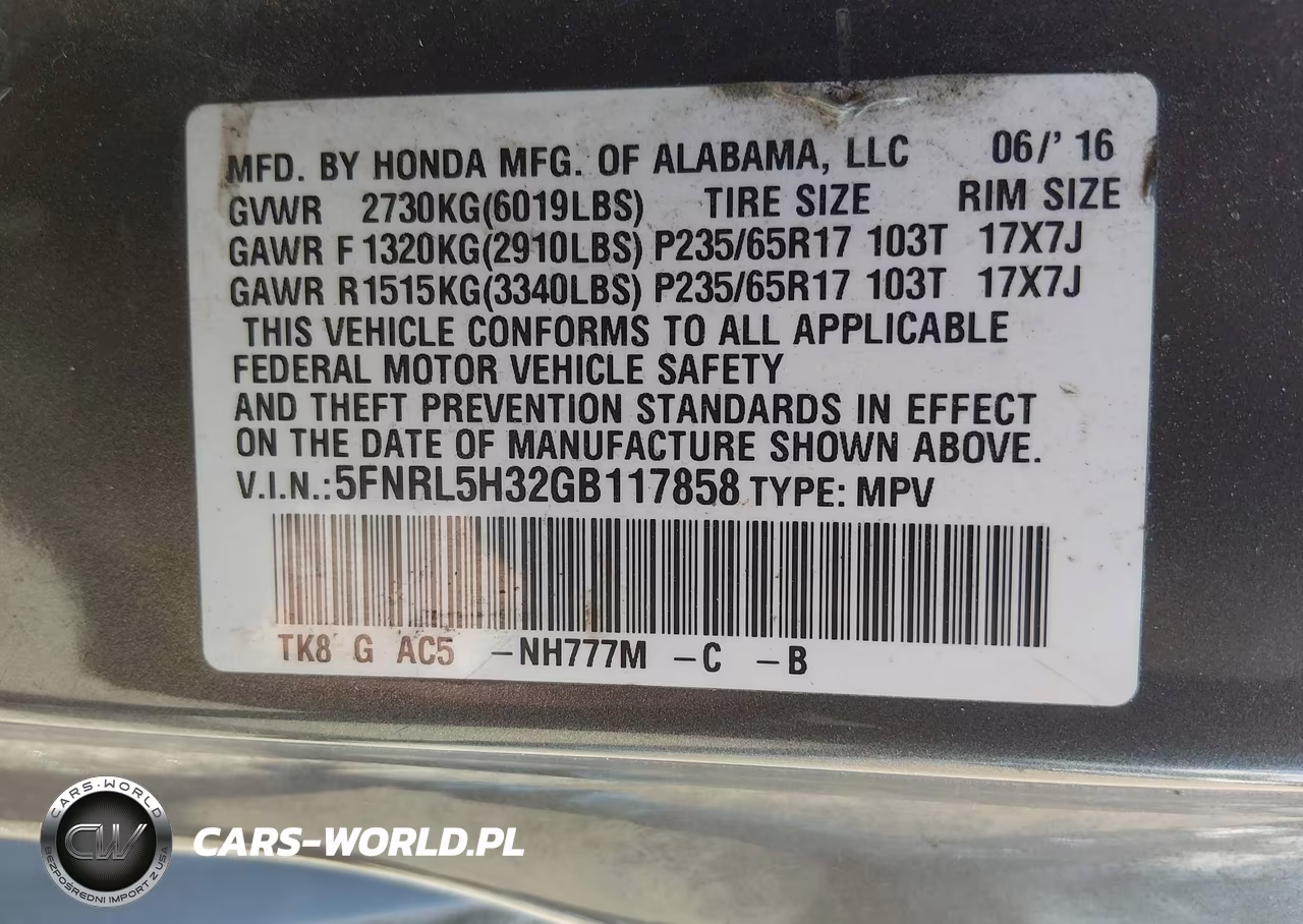 2016 Honda Odyssey Se VIN:5FNRL5H32GB117858 - 9