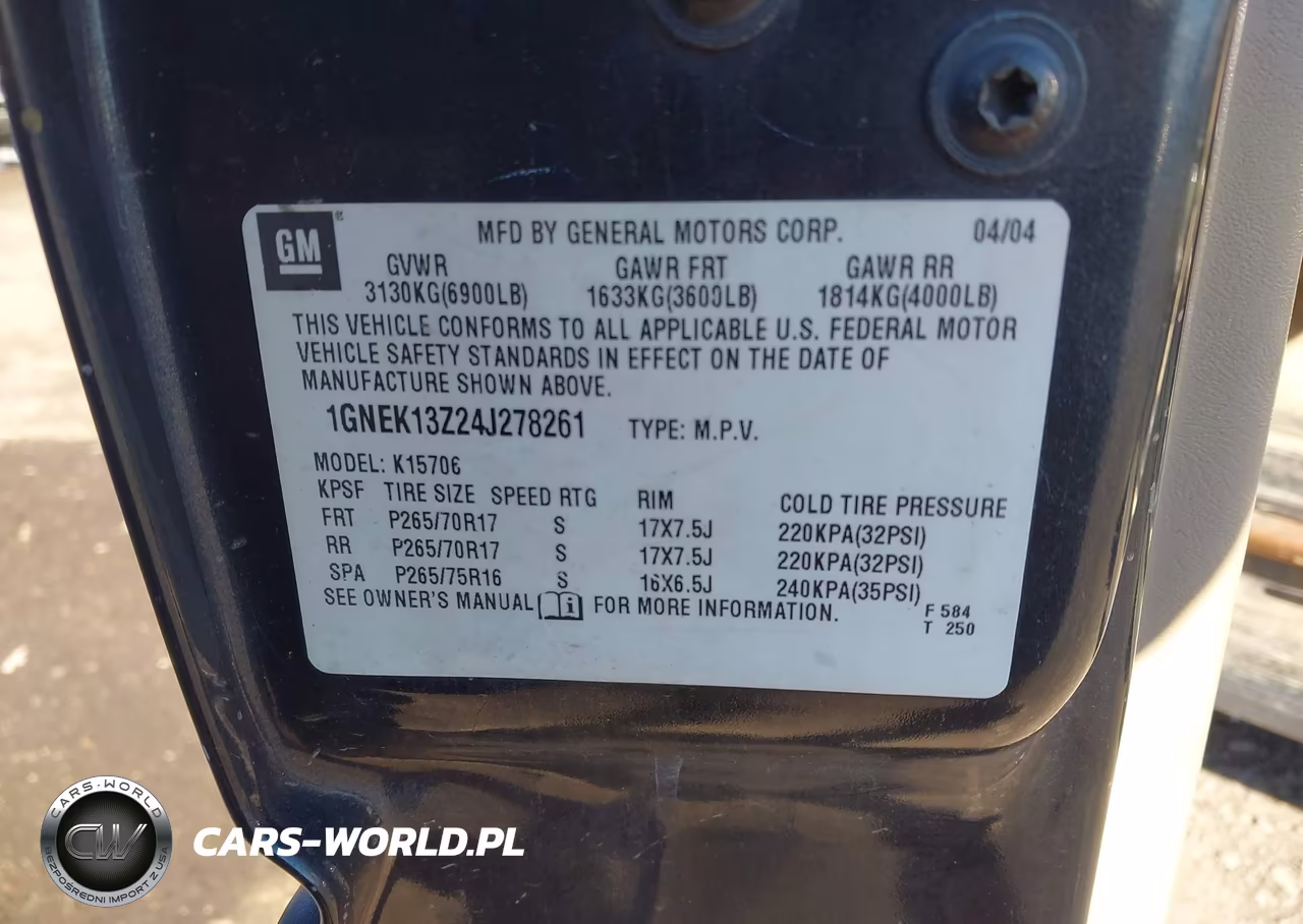 2004 Chevrolet Tahoe Ls VIN:1GNEK13Z24J278261 - 9
