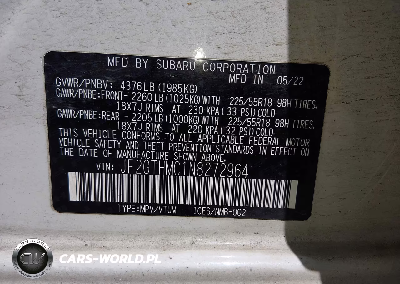 2022 Subaru Crosstrek Limited VIN:JF2GTHMC1N8272964 - 9
