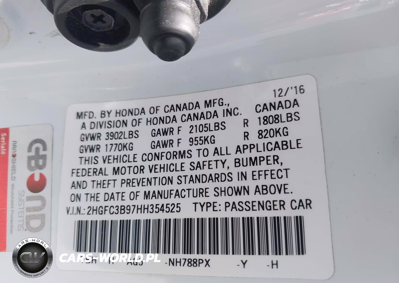 2017 Honda Civic Touring VIN:2HGFC3B97HH354525 - 9