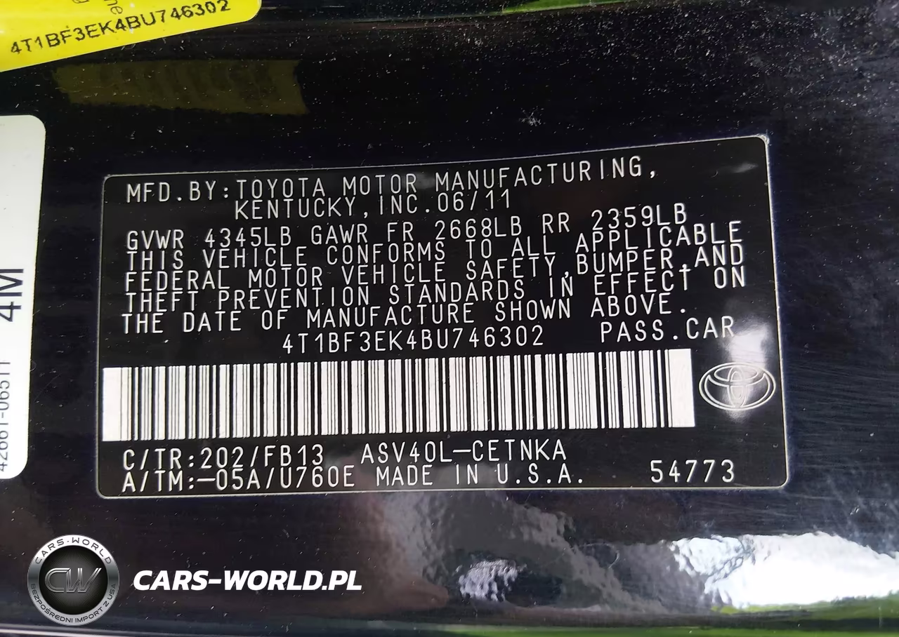 2011 Toyota Camry Le VIN:4T1BF3EK4BU746302 - 9