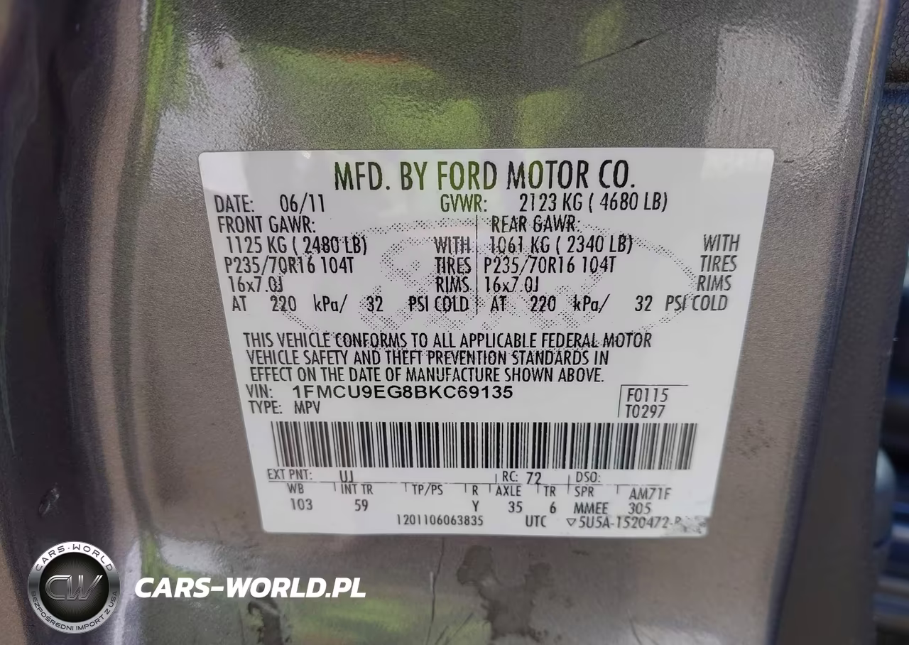 2011 Ford Escape Limited VIN:1FMCU9EG8BKC69135 - 9