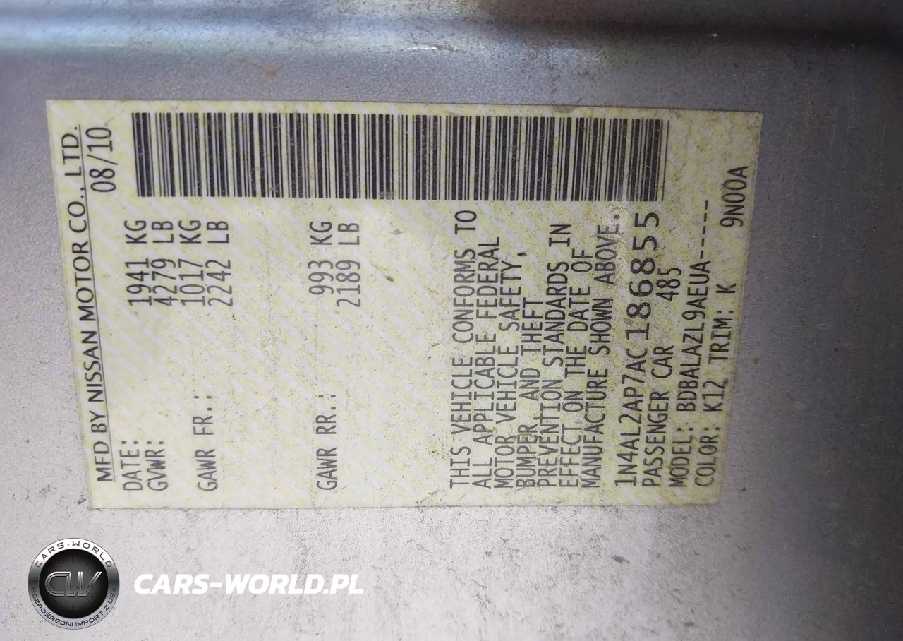 2010 Nissan Altima 2.5 VIN:1N4AL2AP7AC186855 - 9