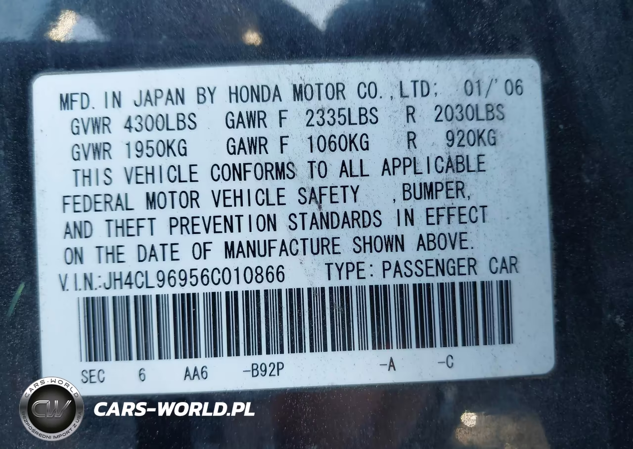2006 Acura Tsx VIN:JH4CL96956C010866 - 9