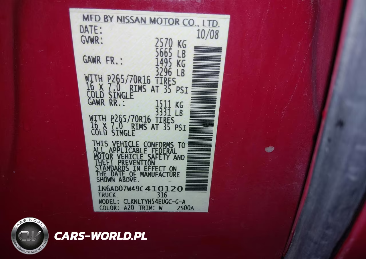 2009 Nissan Frontier Se VIN:1N6AD07W49C410120 - 9