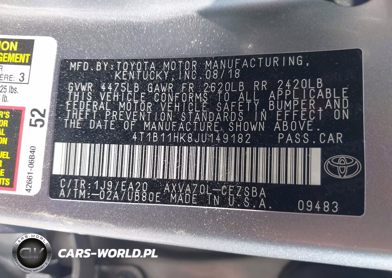 2018 TOYOTA CAMRY L VIN:4T1B11HK8JU149182 - 9