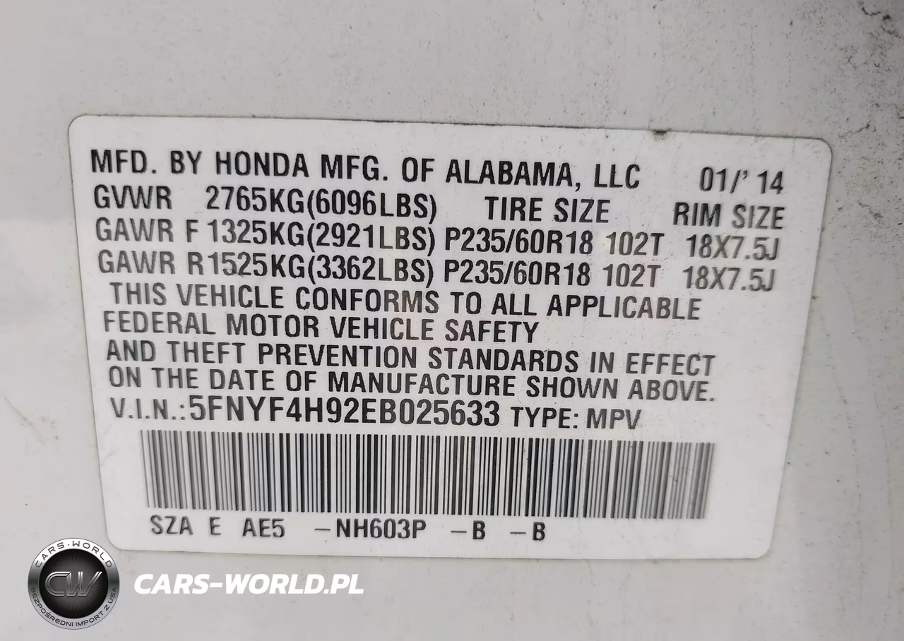 2014 Honda Pilot Touring VIN:5FNYF4H92EB025633 - 9