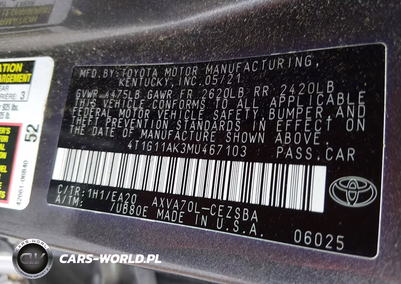 2021 Toyota Camry Se VIN:4T1G11AK3MU467103 - 9
