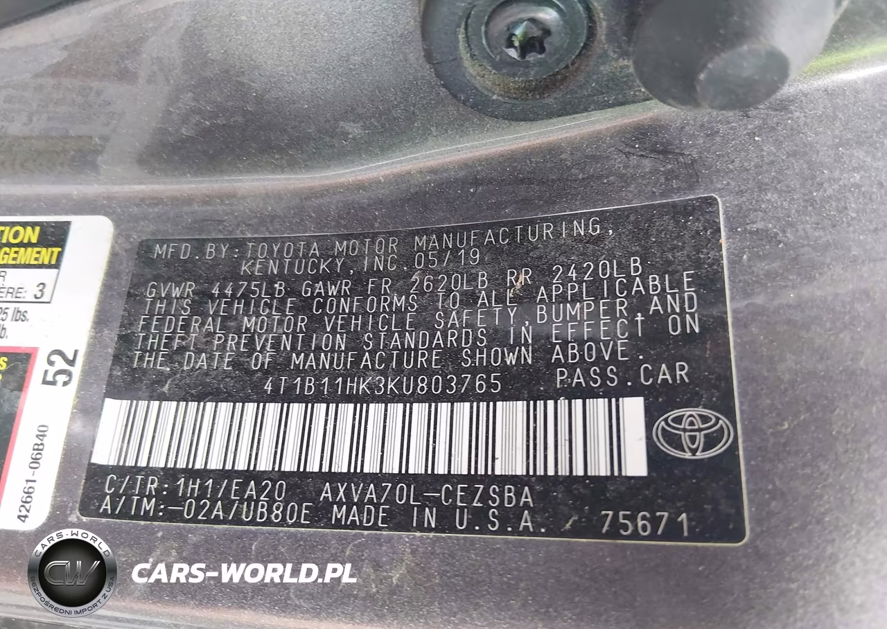 2019 Toyota Camry Se VIN:4T1B11HK3KU803765 - 9