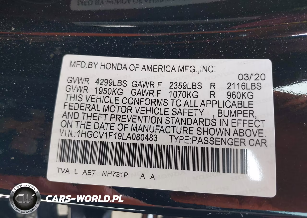 2020 Honda Accord Lx VIN:1HGCV1F19LA080483 - 9