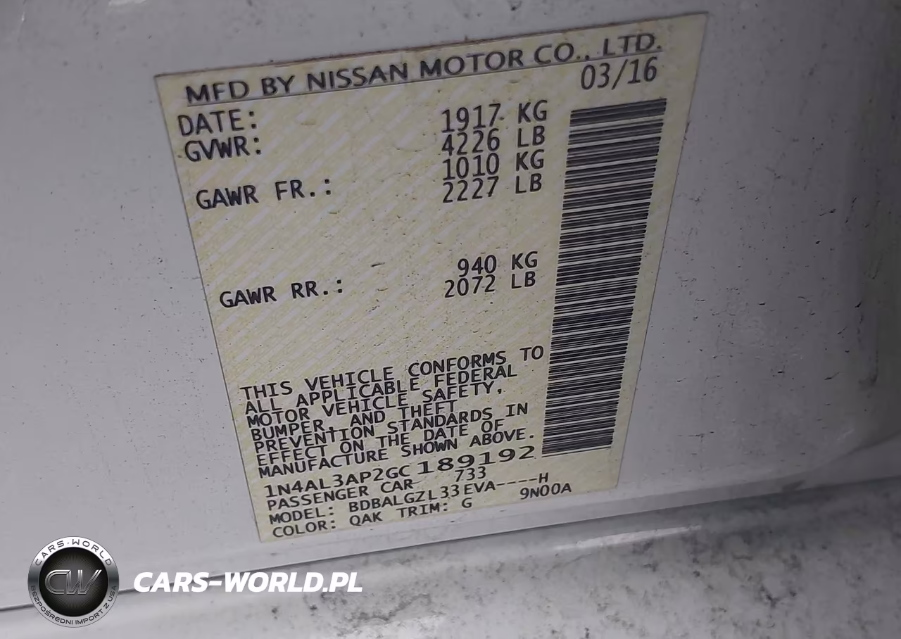 2016 Nissan Altima 2.5 S VIN:1N4AL3AP2GC189192 - 9