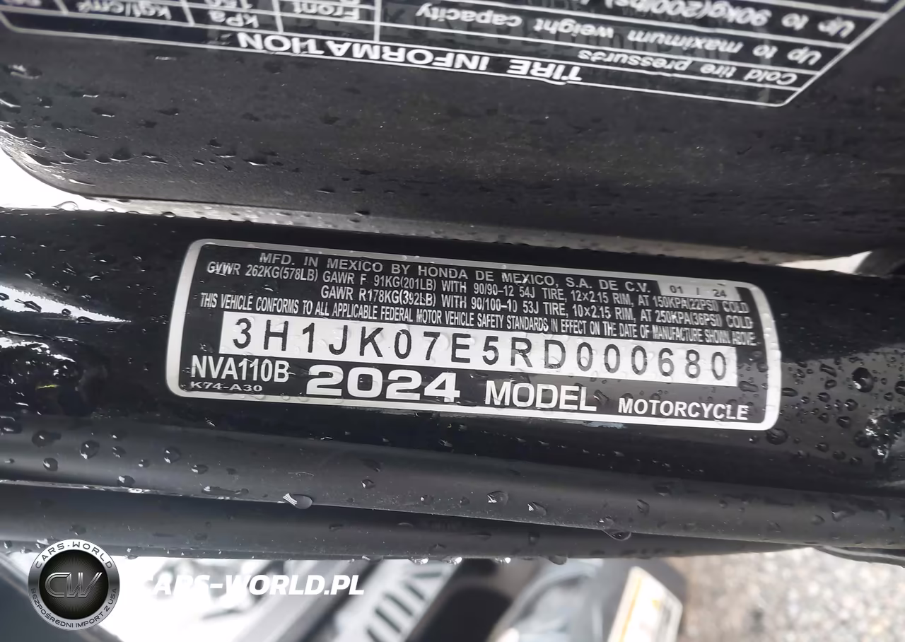 2024 Honda Nva110 B VIN:3H1JK07E5RD000680 - 10