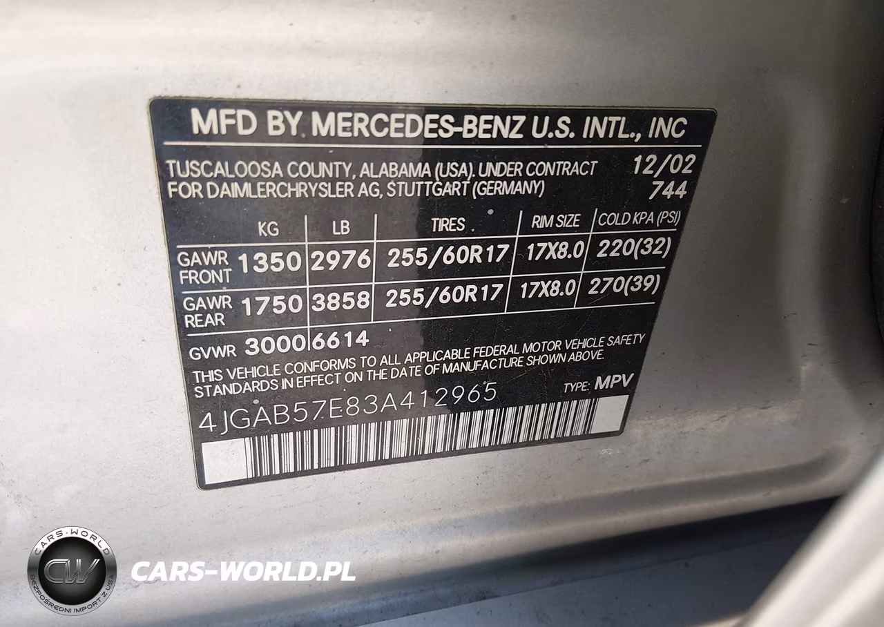 2003 Mercedes-Benz Ml 350 VIN:4JGAB57E83A412965 - 9