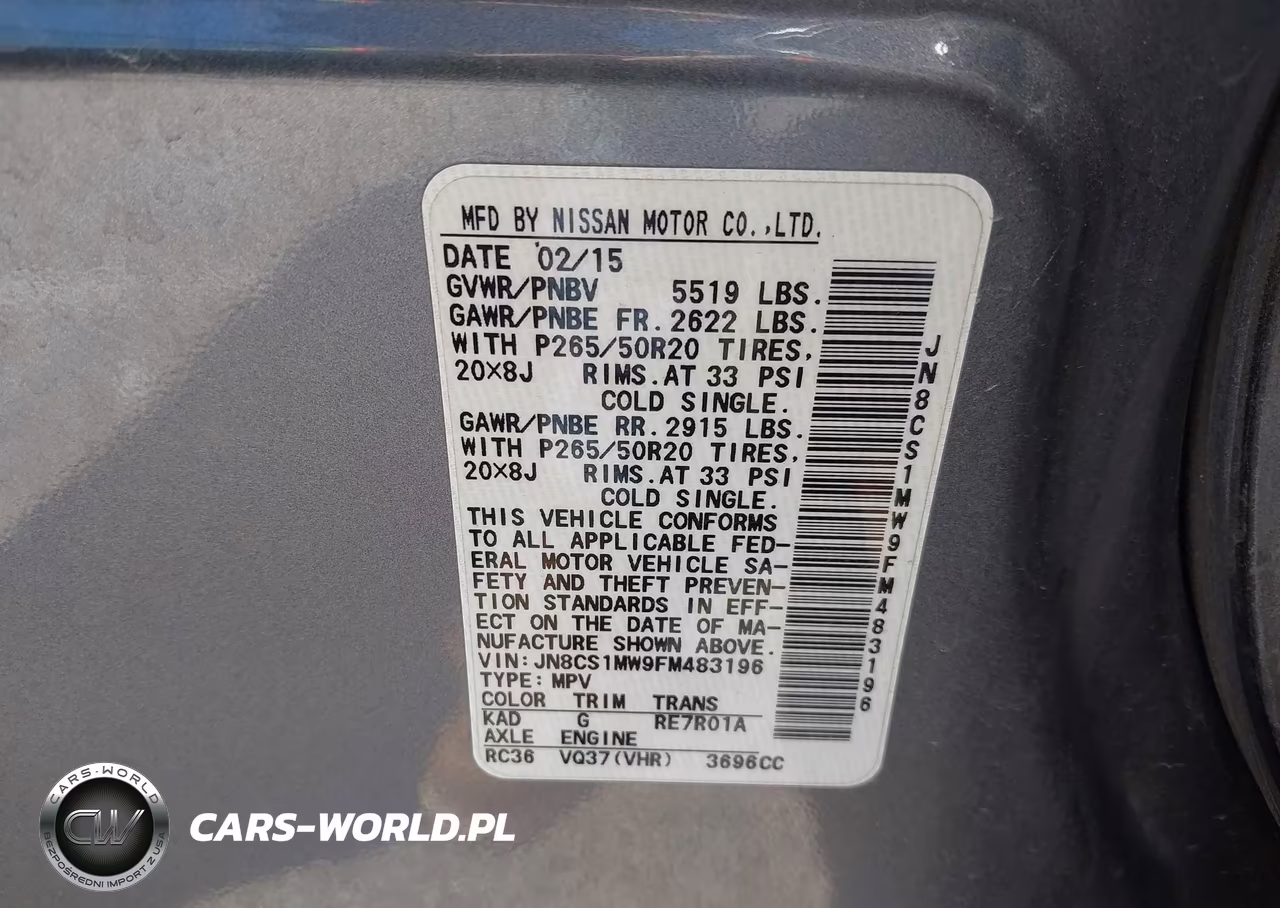 2015 Infiniti Qx70 VIN:JN8CS1MW9FM483196 - 9