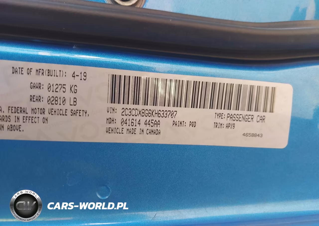 2019 Dodge Charger Sxt Rwd VIN:2C3CDXBG6KH633707 - 9