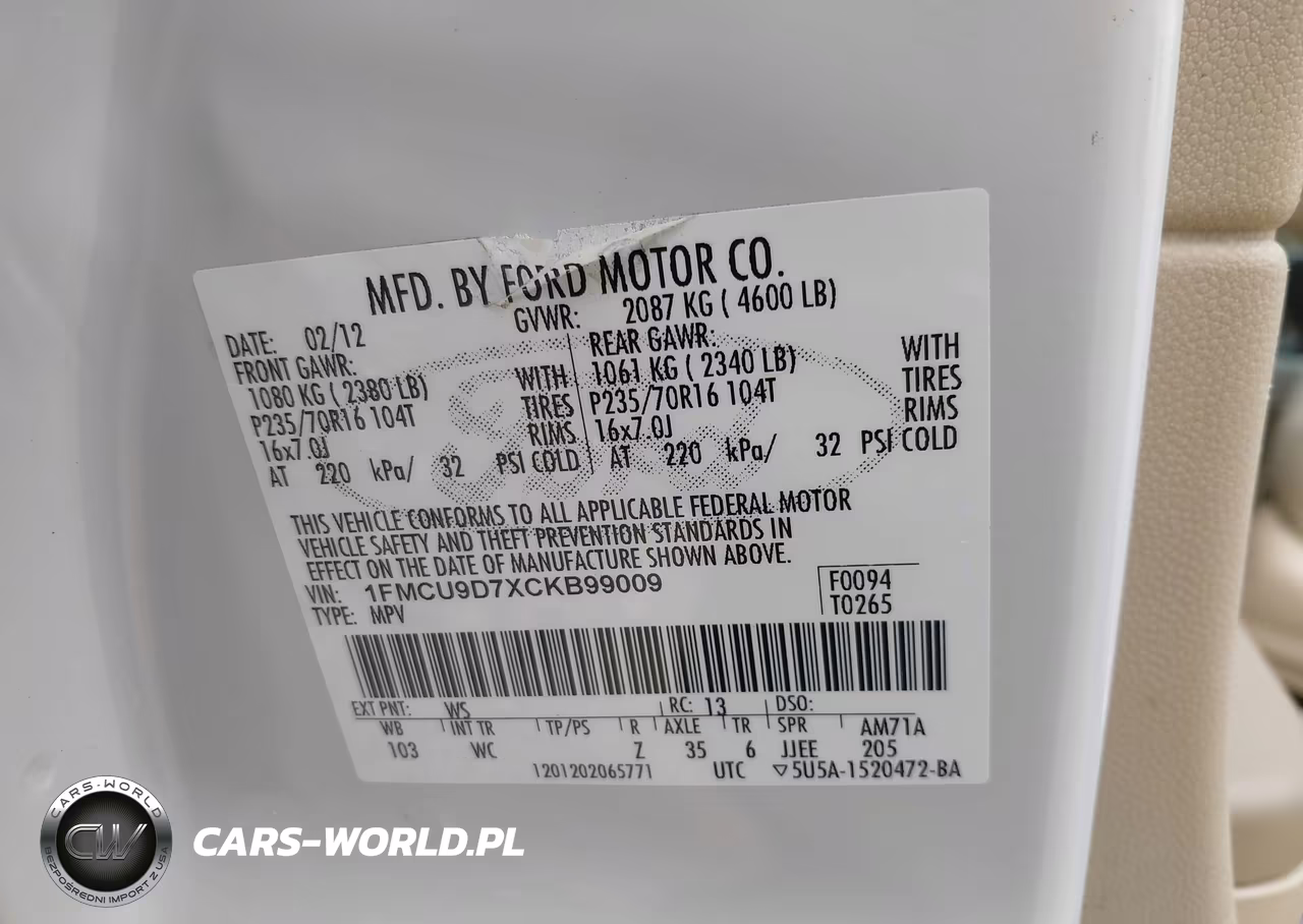 2012 Ford Escape Xlt VIN:1FMCU9D7XCKB99009 - 9