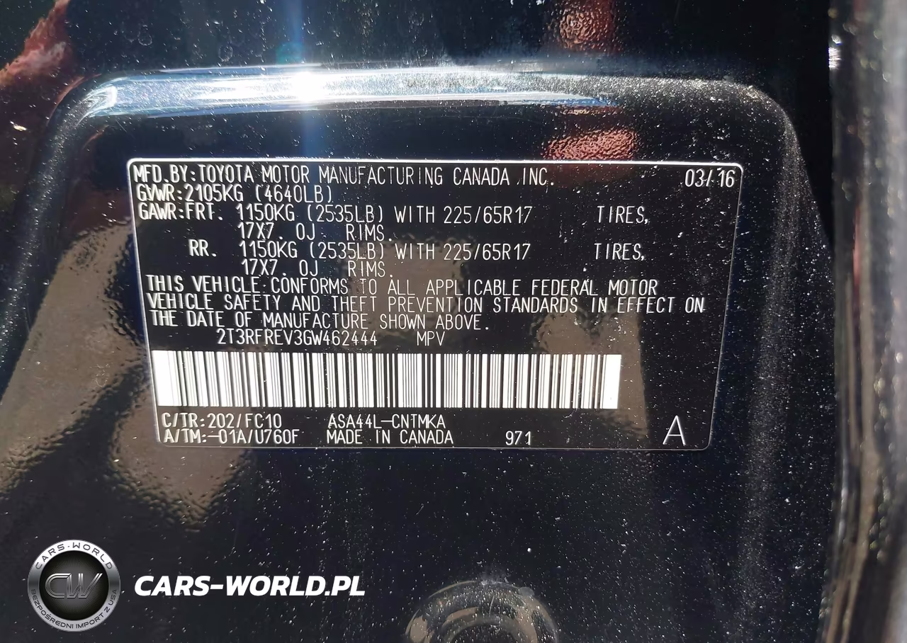 2016 Toyota Rav4 Xle VIN:2T3RFREV3GW462444 - 9