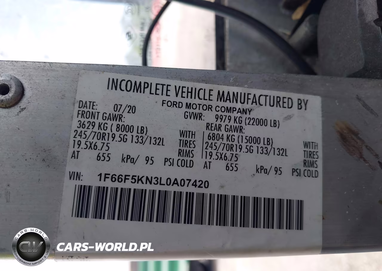 2020 Ford F-59 Commercial Stripped VIN:1F66F5KN3L0A07420 - 8