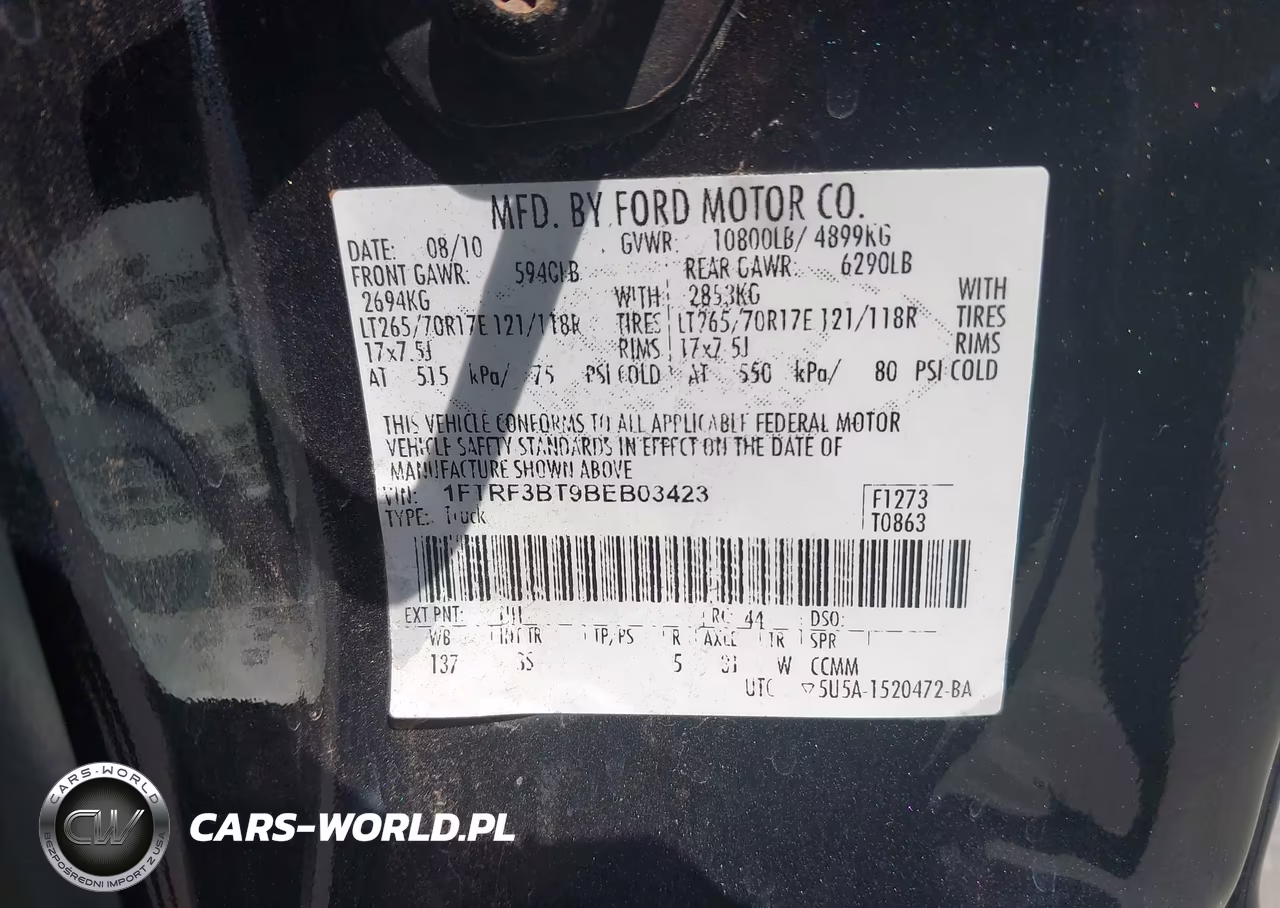 2011 Ford Super Duty F-350 Srw Xl-Xlt VIN:1FTRF3BT9BEB03423 - 9