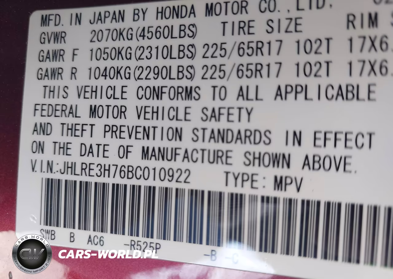 2011 Honda Cr-V Ex-L VIN:JHLRE3H76BC010922 - 9