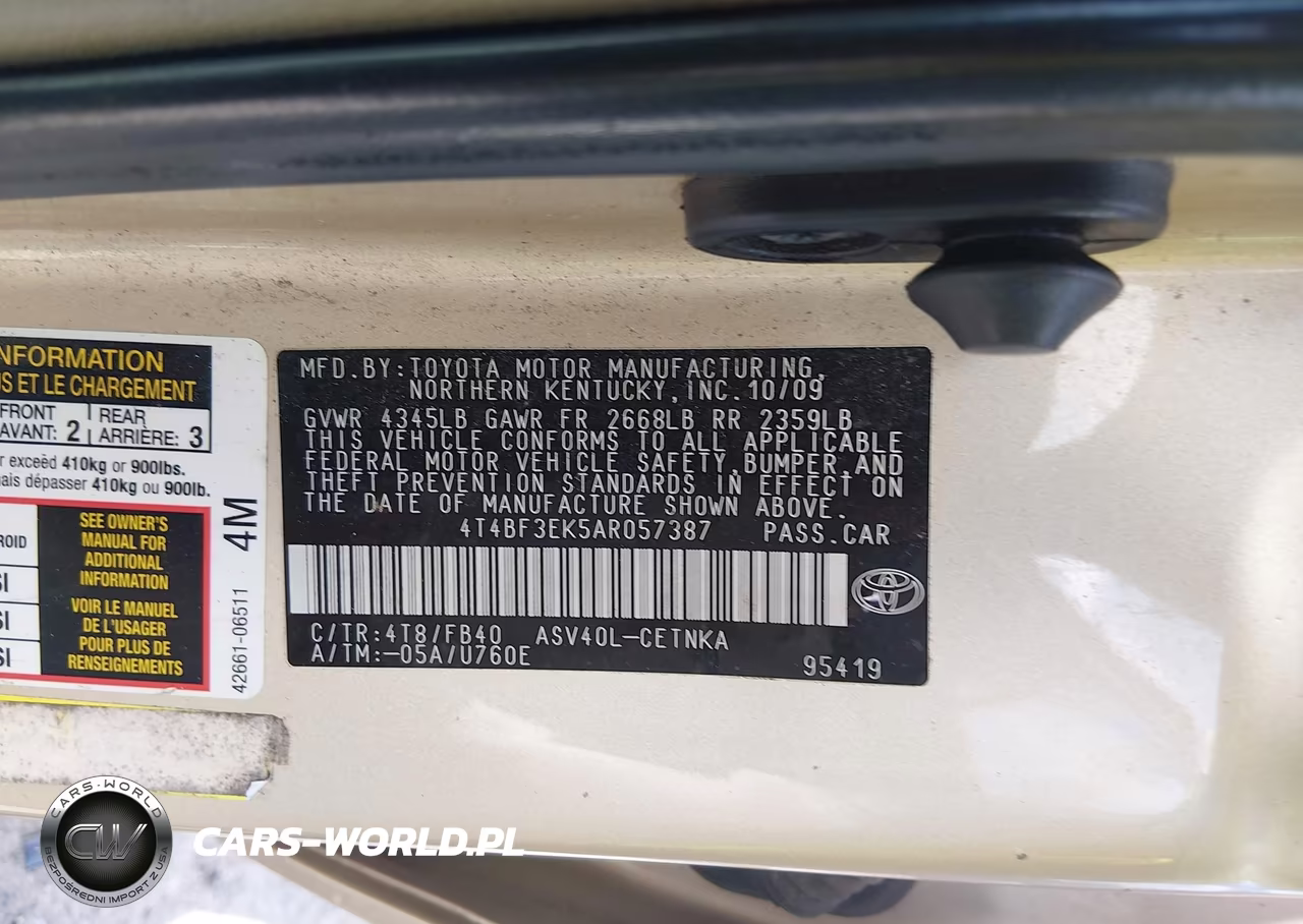 2010 Toyota Camry Le VIN:4T4BF3EK5AR057387 - 9