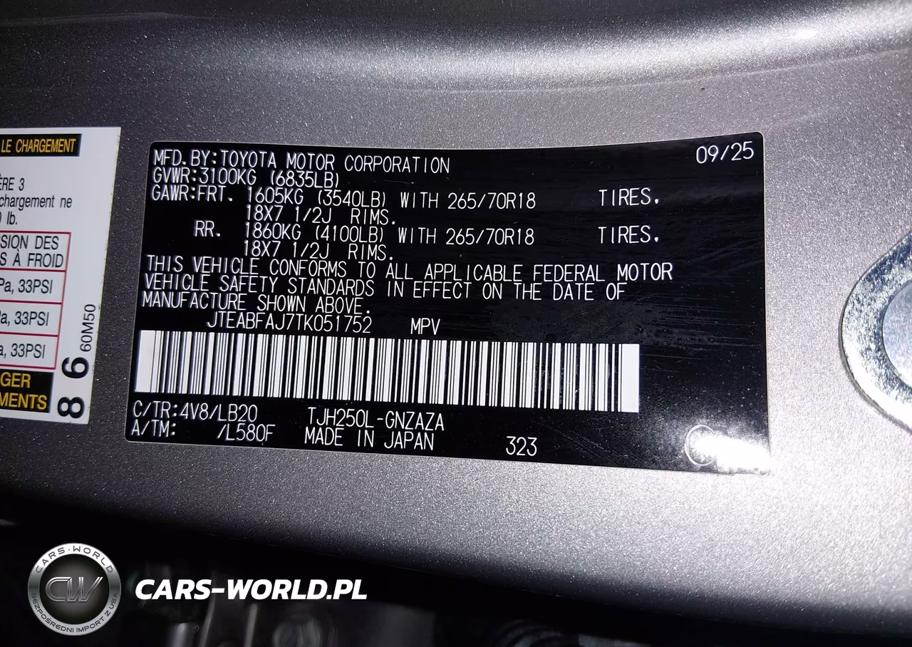 2026 Toyota Land Cruiser VIN:JTEABFAJ7TK051752 - 9