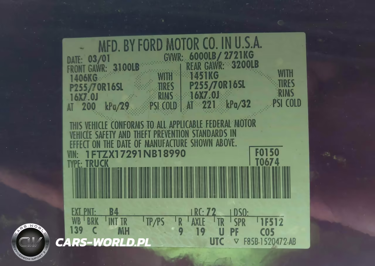 2001 Ford F-150 Xl-Xlt VIN:1FTZX17291NB18990 - 9