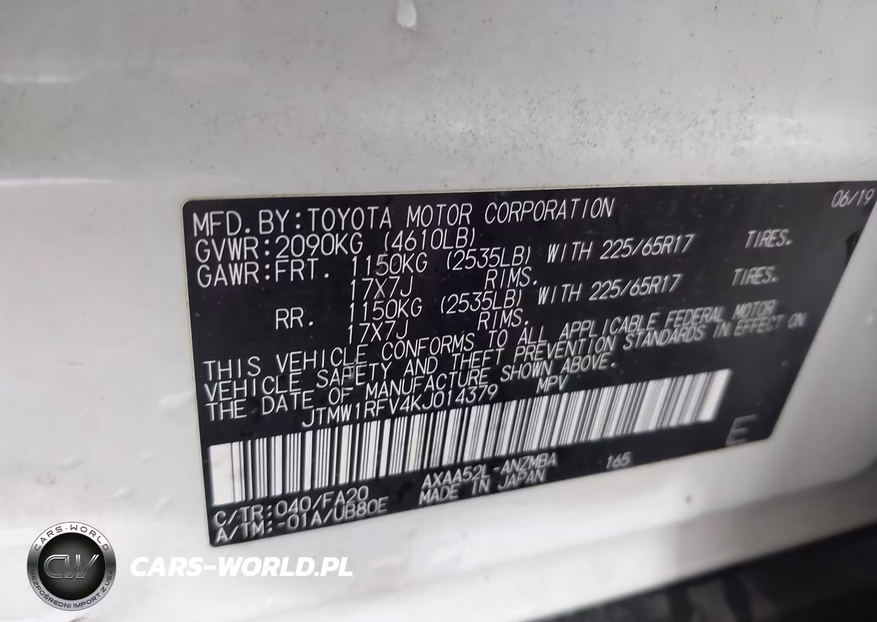 2019 Toyota Rav4 Xle VIN:JTMW1RFV4KJ014379 - 9
