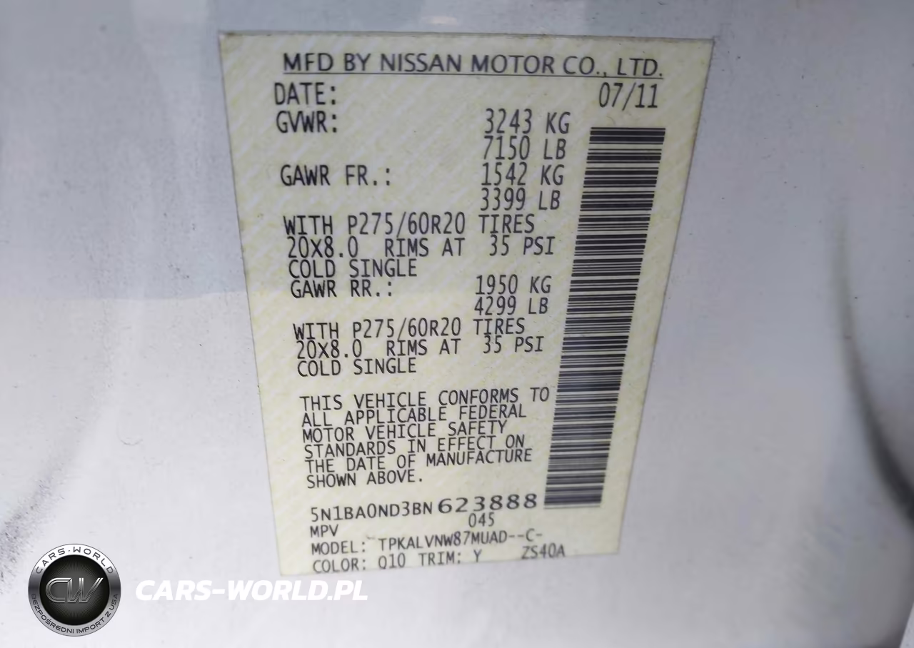 2011 Nissan Armada Sl VIN:5N1BA0ND3BN623888 - 9